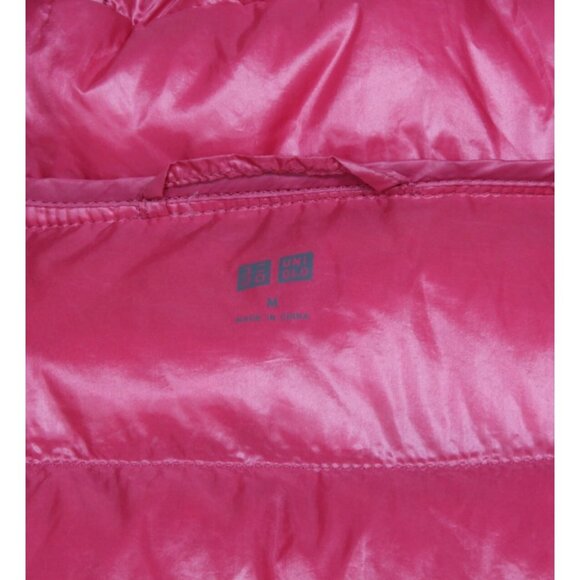 UNIQLO Pink Ultra Light Down Quilted Full Zip Hooded Jacket sz M /890 - Picture 6 of 6